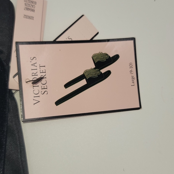 Victoria secret rhinestone slipper slides *black and silver size L (9/10) US - Picture 3 of 4